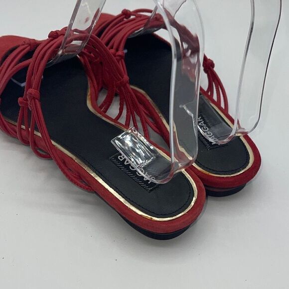 Jaggar Women's Suede Mules Flats Slip On Shoes Strappy Knotted Red Size 36 - Picture 5 of 13